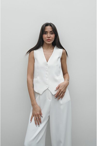 Havoş Ecru Philip Ornamental Pocket Vest