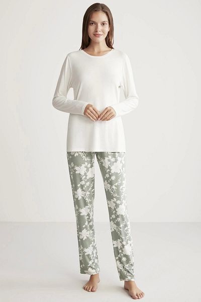 ALİN Forehead Women's Long Sleeve Viscon Pajama Set