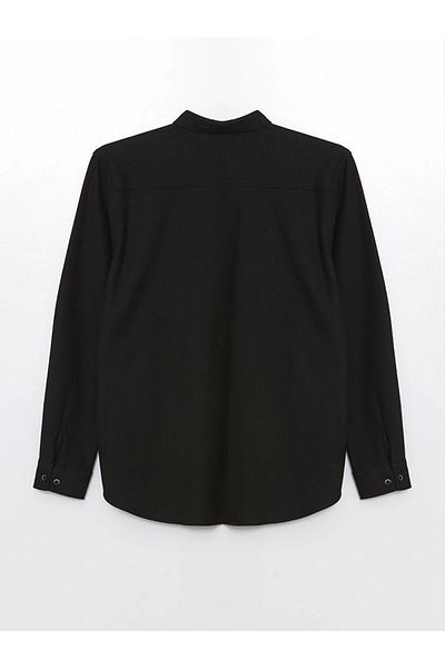 LC Waikiki Ανδρικό πουκάμισο με υφή LCW Vision Black Slim Fit μακρυμάνικο