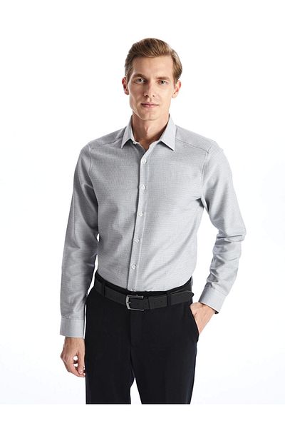 LC Waikiki Ανδρικό μακρυμάνικο πουκάμισο Lcwaıkı Formal Grey Slim Fit