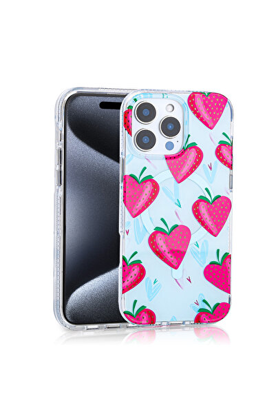 Nezih Case Apple iPhone 16 Pro Max Uyumlu Magsafe Şarj Özellikli Renkli Pembe...