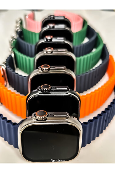 FERRO Marka 45mm Kasa Çap, Yeşil Silikon Kordon, Amoled Ekran, Adım Sayar, Er...