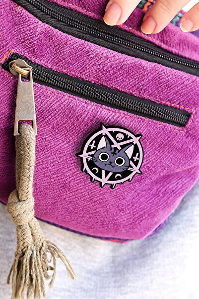 Rozzy Lab Cat Pentagram Catan - Rozet - Broş - Yaka Çanta Aksesuar