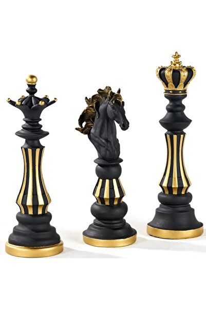 MD STORE 3'lü Set Dekoratif Ve Şık Satranç Biblo Takımı