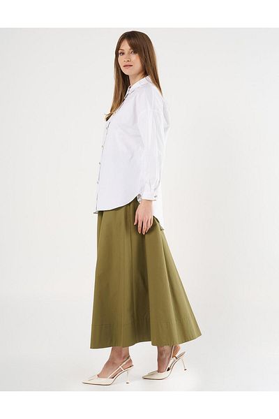 Kayra Optical White Poplin Tunic - Lace Back