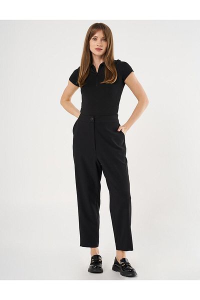 Kayra Black Carrot Trousers - Elastic Design