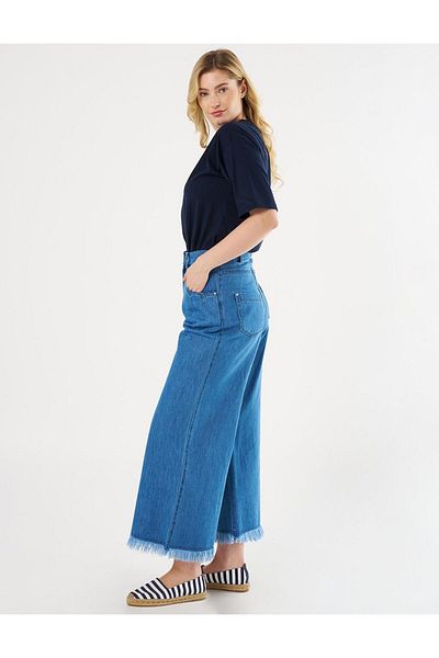 Kayra High Waist Distressed Indigo Denim Pants