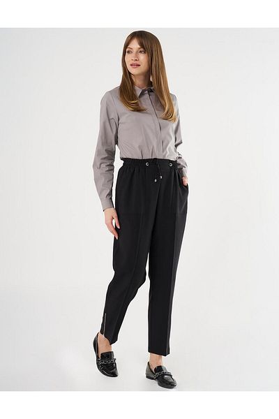 Kayra Black Wide Pocket Grass Trousers