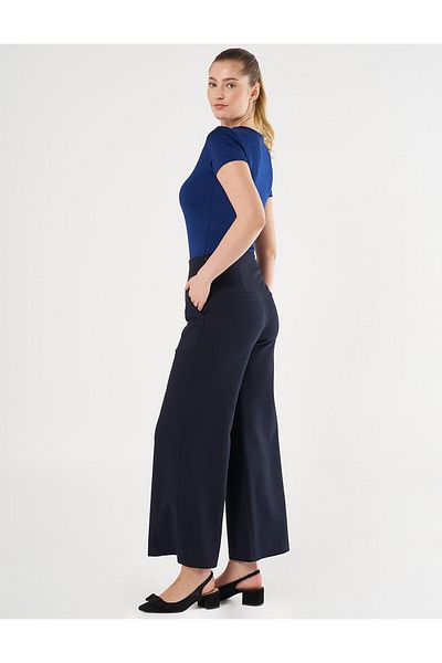 Kayra Dark Navy Blue Classic Trousers - Waist Detail