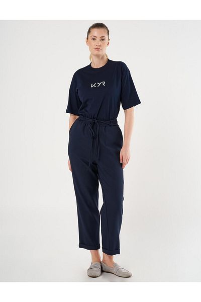 Kayra Double Leg Carrot Trousers Dark Navy