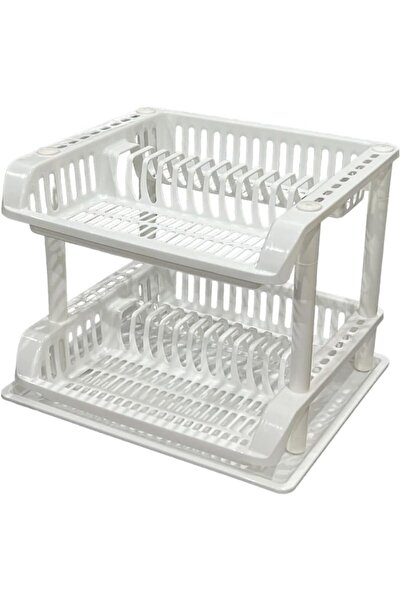 mastergold 2-Tier Plastic Dish Drying Rack with Drainboard | Dish Racks for Cutlery | Utensil Drying Rack