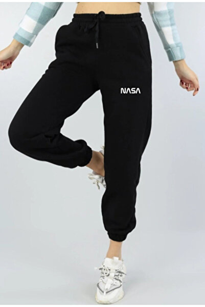 MİTO SPORT بنطال رياضي نسائي أسود عالي الخصر من NASA