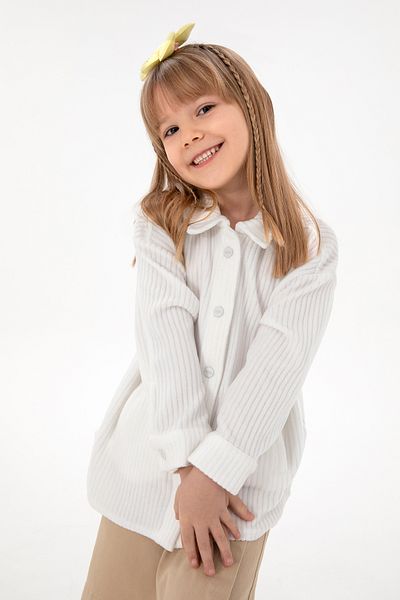 U.S. Polo Assn. Girl's Cream Knitted Shirt 50298186 -Vr071