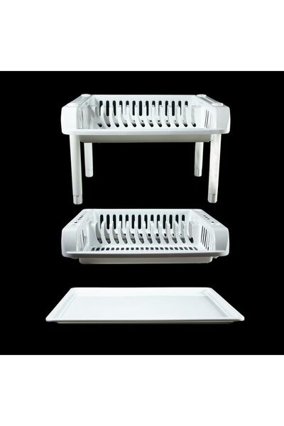 mastergold 2-Tier Plastic Dish Drying Rack with Drainboard | Dish Racks for Cutlery | Utensil Drying Rack