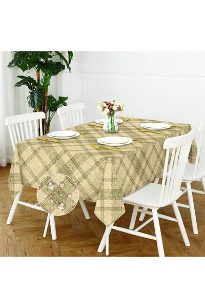 Evim Canvas Flowy Coffee Liquid Proof Stain Resistant Tablecloth