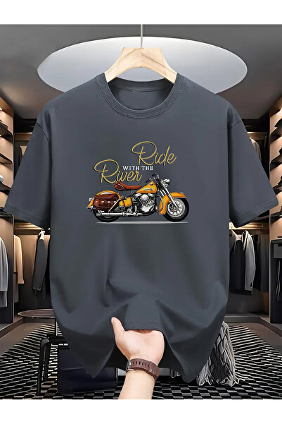 Lider Leather تي شيرت مطبوع من مزيج القطن والبوليستر للجنسين