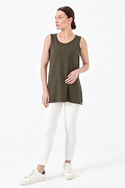 Desen Triko Γυναικείο Βαμβακερό Βαμβακερό Μπλουζάκι Χακί