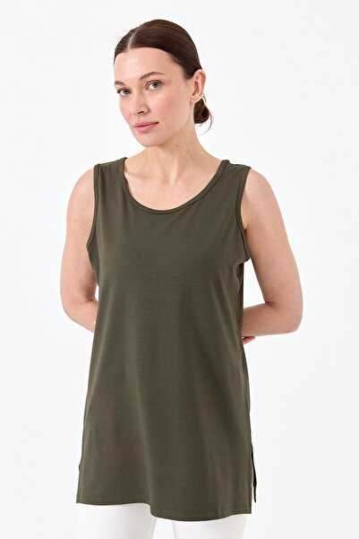 Desen Triko Γυναικείο Βαμβακερό Βαμβακερό Μπλουζάκι Χακί