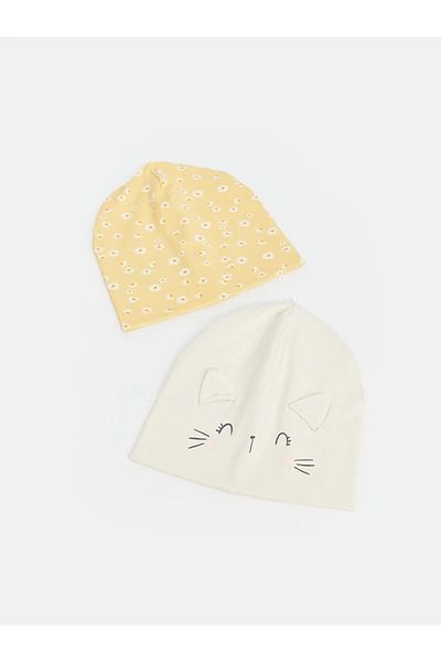 LC Waikiki Lcw Baby - Ecru Printed 2-Piece Baby Girl Beanie Set Imrex Global