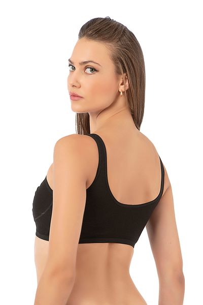 ÖZKAN underwear Özkan 0564 Γυναικείο βαμβακερό ραβδωτό άδειο κύπελλο, μη υποστηριζόμενο, χωρίς σύρμα, χωρίς συρματόσχοινο, Χοντρό λουράκι, μισό σουτιέν