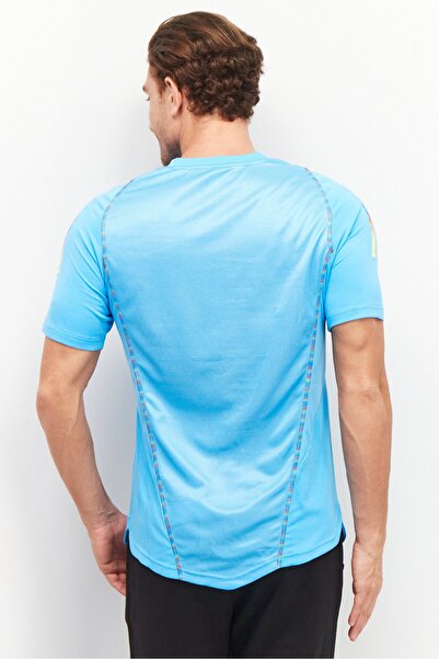 adidas Men Sportswear Fit Short Sleeve Brand Logo Training Jersey, Turquoise