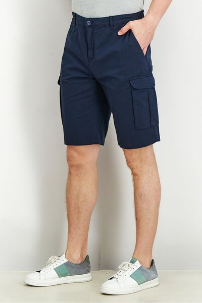 Tchibo Men Regular Fit Plain Cargo Shorts, Navy
