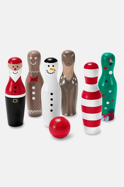 Tchibo Wooden Mini Bowling Set 14 H x 28 L x 4 W cm, Red