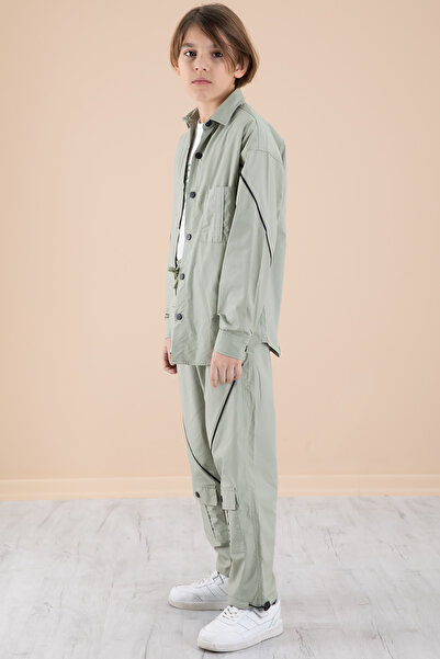 Cansın Mini Khaki Boy's 3 Piece Set T-Shirt Shirt Pants 20231