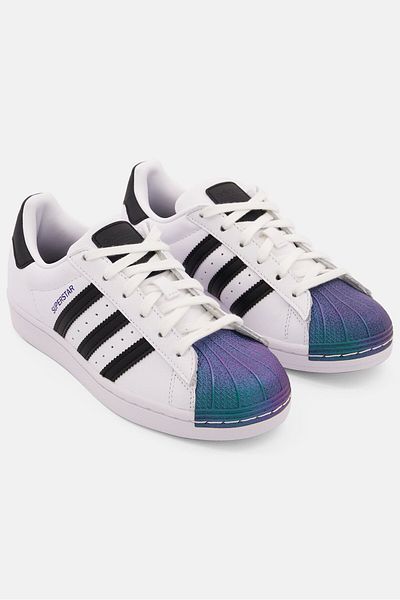 adidas Kids Boy Superstar Lace Up Training Sports Shoe, White Combo