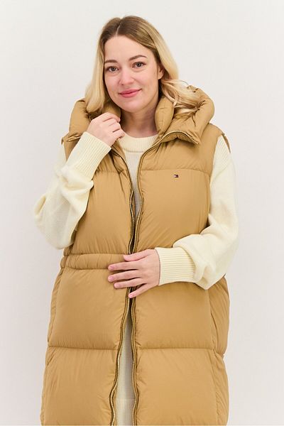 Tommy Hilfiger Women Quilted Parka Vest, Tan
