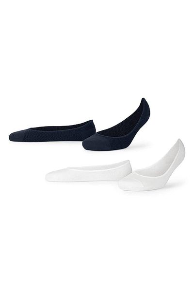 Tchibo Women 2 Pairs of Sneaker Footsies Socks, White and Navy