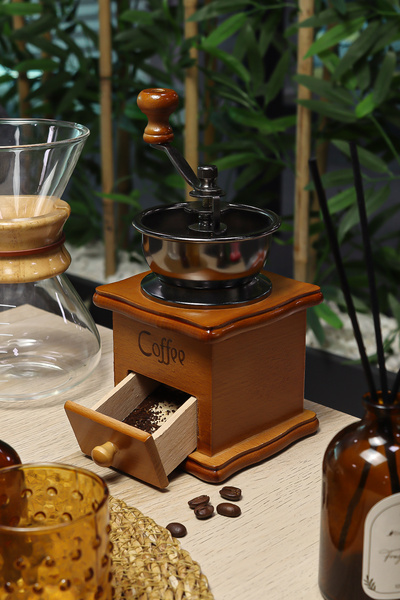 İkon store Retro Kahve Öğütücü Ahşap Kahve Değirmeni