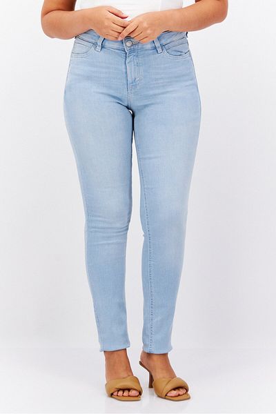 Esprit Women Slim Fit Medium Rise Wash Stretchable Denim, Light Blue