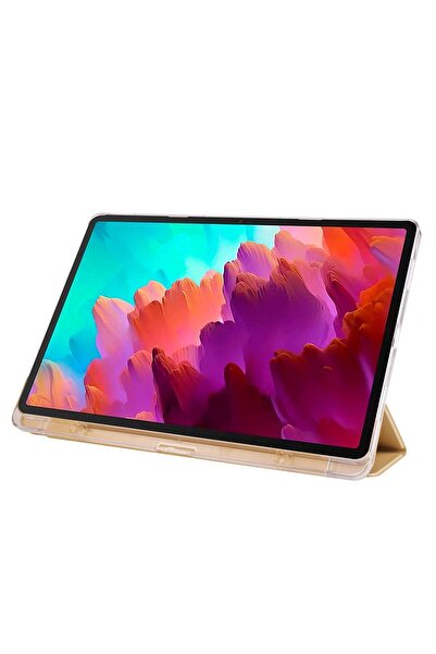 aldtelekom Lenovo Tab P12 Uyumlu Kalem Bölmeli 12.7 Inç Kılıf Standlı 360 Tam Koruma Katlanabilir Pu Deri Kapak