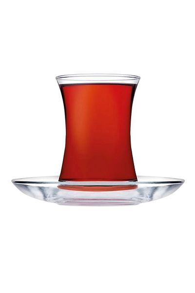 Paşabahçe Miss Set of 6 Tea Cups -(with Tea Plates12 Pieces)