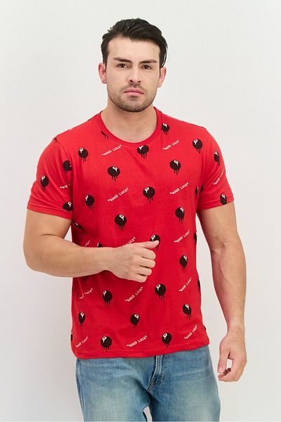 Originals by Brooklyn Cloth Men Crew Neck Short Sleeves Graphic Print T-shirt, Red Combo