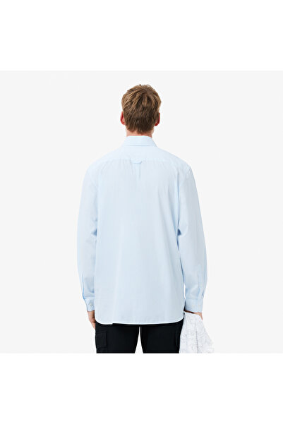Lacoste Erkek Relaxed Fit Çizgili Mavi Gömlek