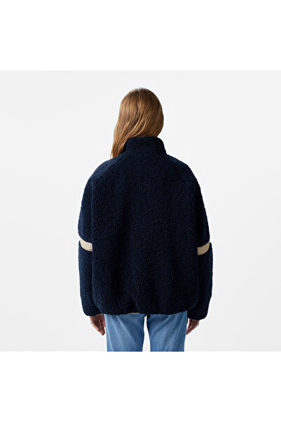 Lacoste Kadın Dik Yaka Renk Bloklu Lacivert Mont