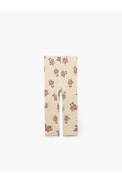 Koton Cotton Floral Patterned Elastic Waist Leggings