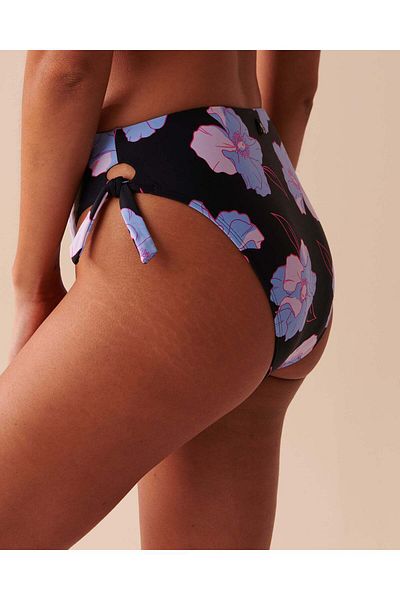 La Vie en Rose Neon Flowers Knotted High Waist Bikini Bottom