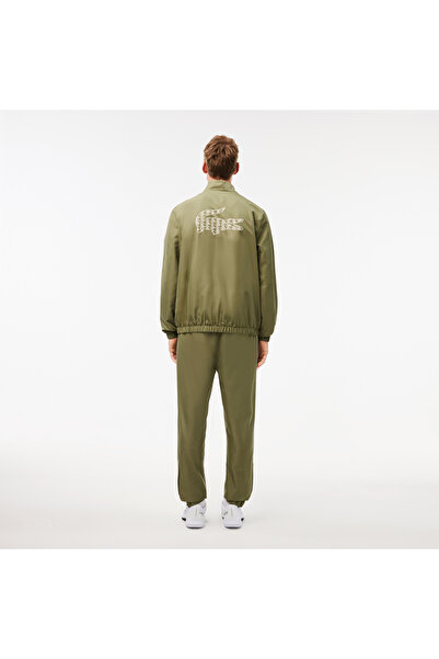 Lacoste Erkek Regular Fit Fermuarlı Yaka Baskılı Haki Eşofman Takımı
