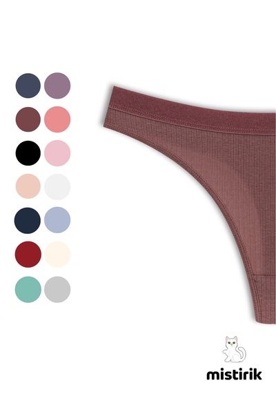 MİSTİRİK Paulo Model Fitilli Esnek Kumaş String Tanga Mürdüm Renk