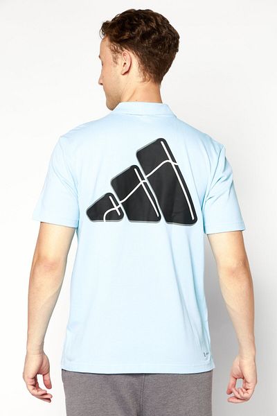 adidas Men Sportswear Fit Short Sleeve Training Polo Shirt, Sky Blue/black