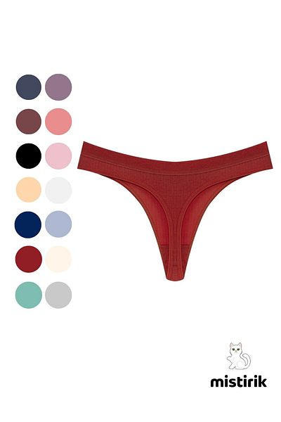 MİSTİRİK Burgundy Color Paulo Model Stretchy Ribbed String Thong