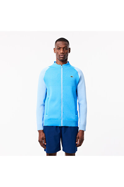 Lacoste X Novak Djokovic Erkek Regular Fit Fermuarlı Renk Bloklu Mavi Sweatshirt