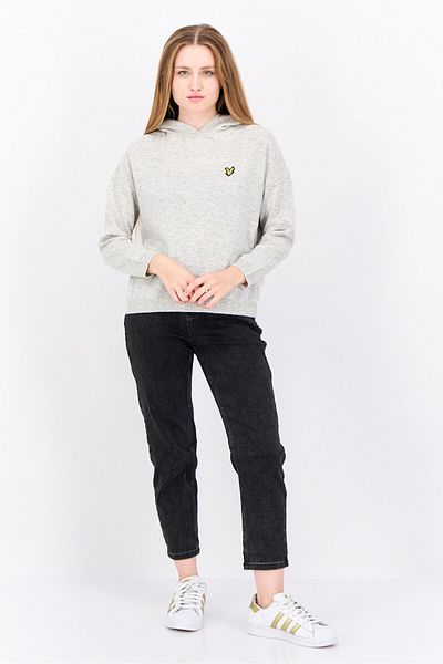 Lyle & Scott Women Hooded Long Sleeve Heather Sweaters, Grey Heather