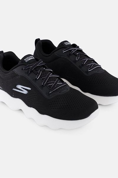 SKECHERS Women Go Walk Massage Fit Lace Up Walking Shoes, Black