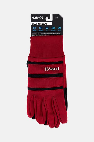Hurley Men 1 Pair Brand Logo Trailhead Gloves, Red