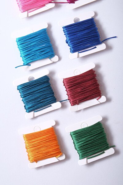 Eskişehir hobi sanat 1 Mm 3 Metre 10 Renk Paraşüt Ipi (TOPLAM 30 METRE) Makrome Bileklik Kolye Takı Tasarım Saç Örgü Ipi