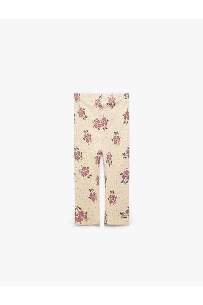 Koton Cotton Floral Patterned Elastic Waist Leggings